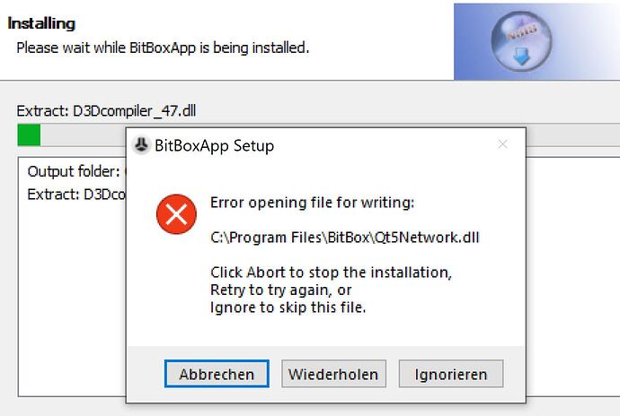 Bitbox update fail