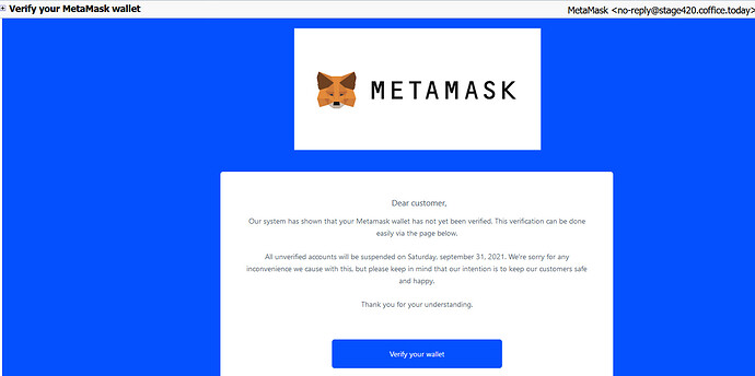 SCAM  MetaMask EMail