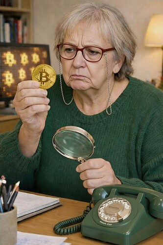 Ulrike mit Wahlscheibentelefon BTC Münze und Lupe