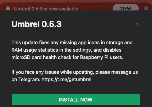 Umbrel 0.5.3 available
