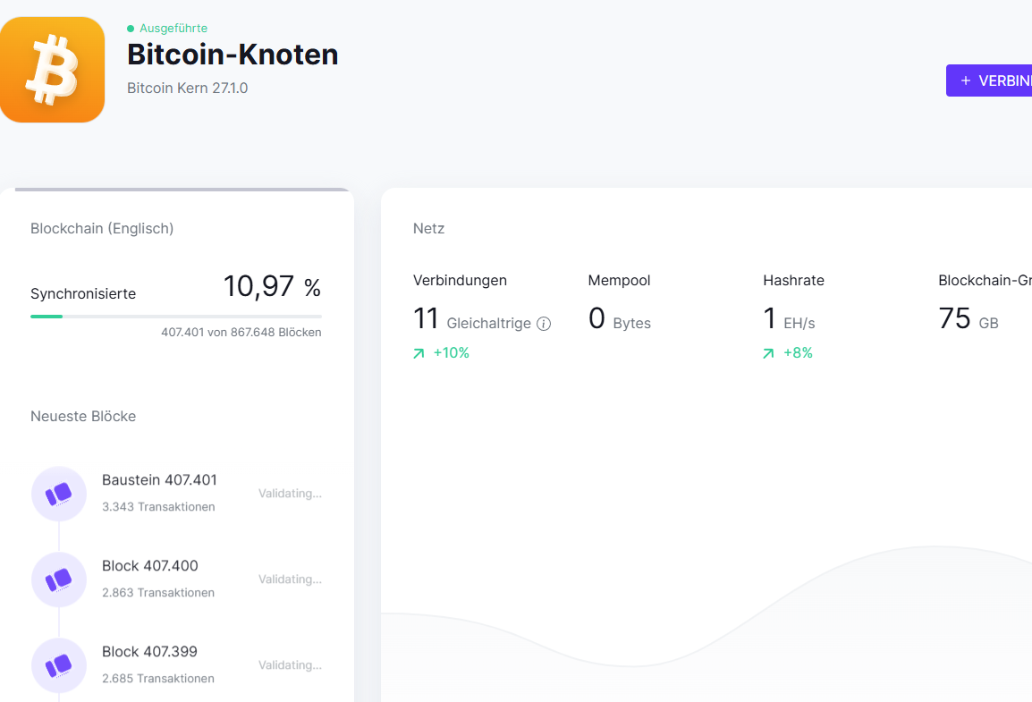 Unter umbrelOS 1.0 synchronisierte der Bitcoin-Knoten nicht - Technik -  Blocktrainer Forum