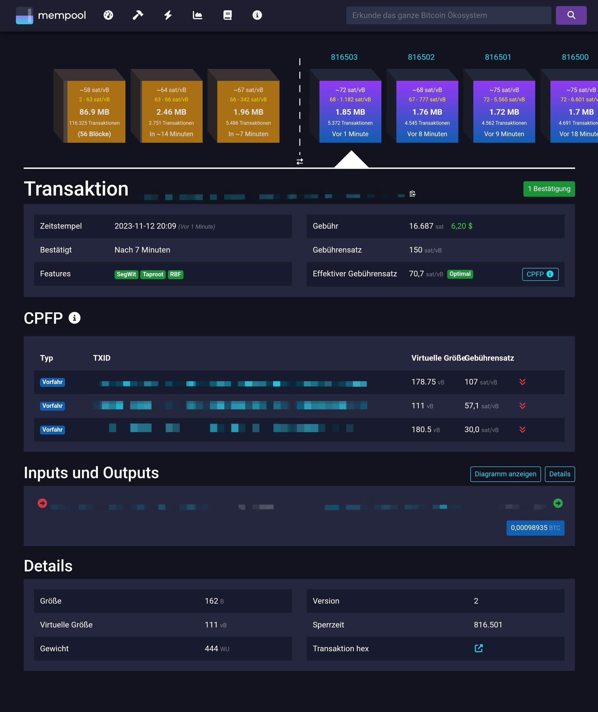 Zeus Transaktion beschleunigen - Fragen - Blocktrainer Forum