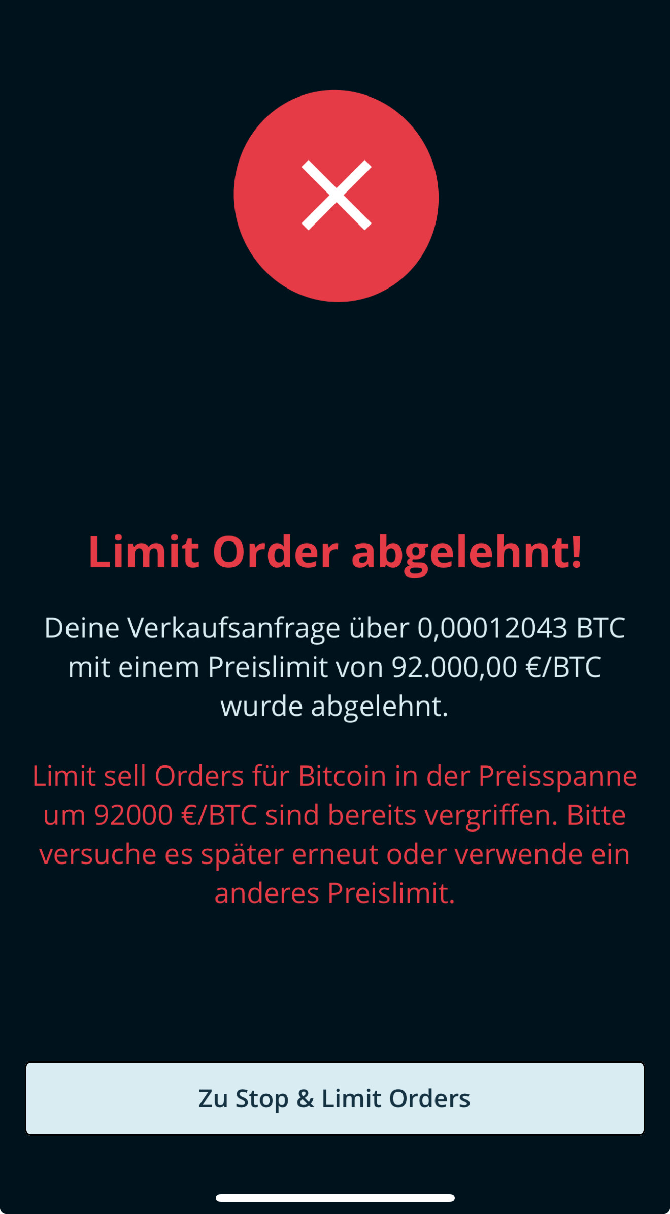 Verkauf über Bison, jedoch bereits zu viele Limit Sell Orders - Anbieter -  Blocktrainer Forum